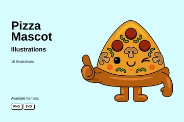 Pizza-Maskottchen Illustrationspack