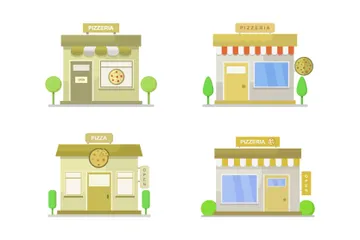 Pizzeria Buildings Illustration Pack