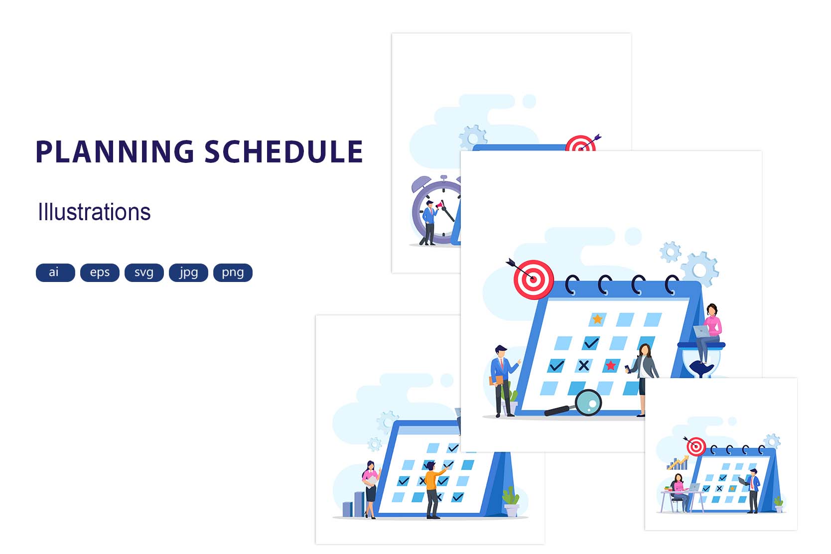 Planning Schedule Illustration Pack - 4 Business Illustrations | SVG ...