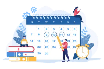 Planning Schedule Or Time Management Illustration Pack