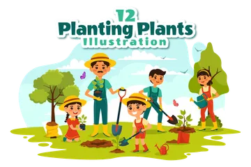 Planting Plants Illustration Pack