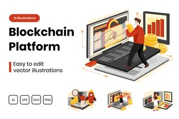 Plataforma Blockchain Pacote de Ilustrações