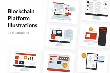 Plataforma Blockchain Pacote de Ilustrações