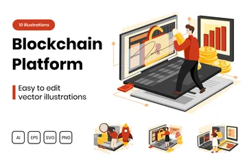 Plateforme blockchain Pack d'Illustrations