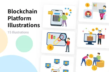 Plateforme blockchain Pack d'Illustrations