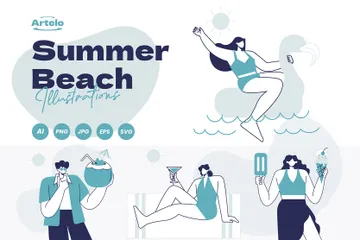 Playa de verano Paquete de Ilustraciones