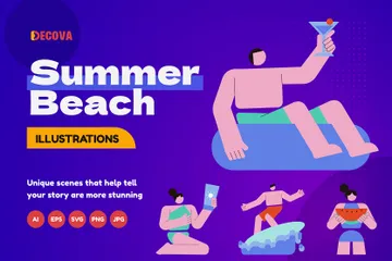 Playa de verano Paquete de Ilustraciones