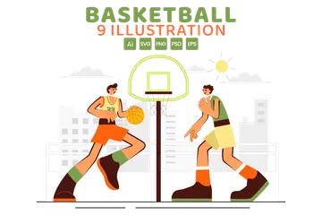 Playing Basketball Illustration Pack