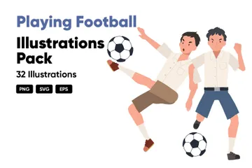 Playing Football Illustration Pack