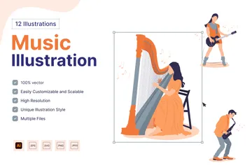 Playing Music Illustration Pack
