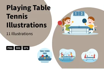 Playing Table Tennis Illustration Pack