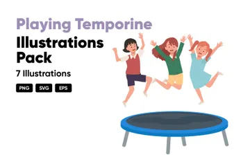 Playing Trampoline Illustration Pack