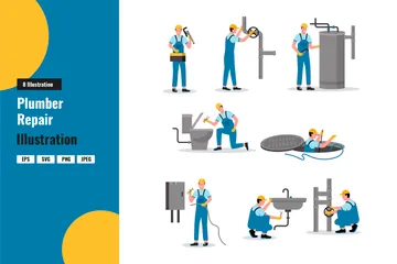 Plumber Workers Illustration Pack