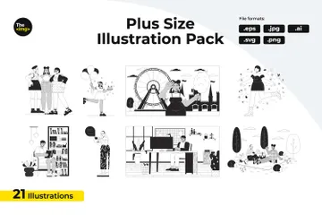 Plus Sized People Lifestyle Illustration Pack