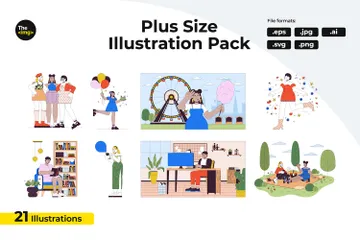 Plus Sized People Lifestyle Illustration Pack