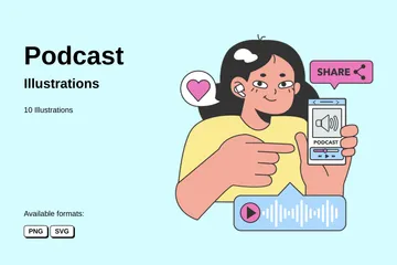 Podcast Pacote de Ilustrações