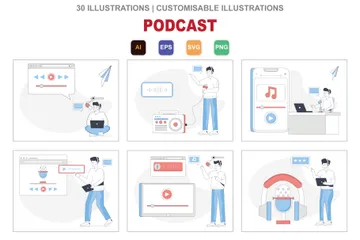 Podcast Pacote de Ilustrações