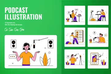 Podcast Activity Illustration Pack