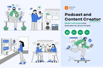 Podcast And Content Creator Illustration Pack