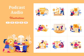 Podcast Audio Illustration Pack