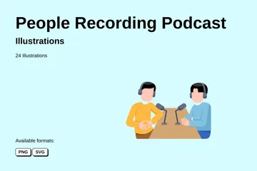 Personnes enregistrant un podcast Pack d'Illustrations