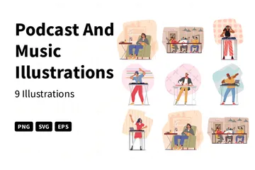 Podcast e música Pacote de Ilustrações
