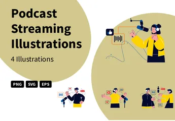 Transmissão de Podcasts Pacote de Ilustrações