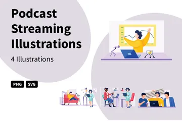 Podcast Streaming Illustration Pack