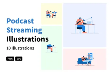 Podcast Streaming Illustration Pack