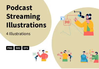 Podcast Streaming Illustration Pack