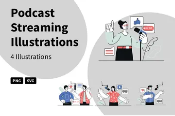 Podcast Streaming Illustration Pack