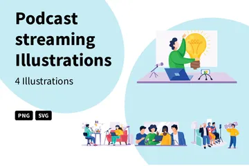 Podcast Streaming Illustration Pack