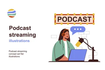 Podcast Streaming Illustration Pack