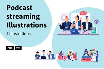 Podcast Streaming Illustration Pack