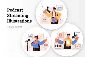 Podcast Streaming Illustration Pack