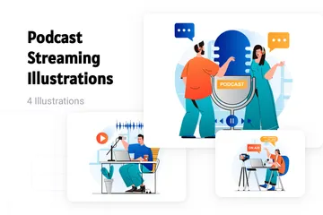 Podcast Streaming Illustration Pack