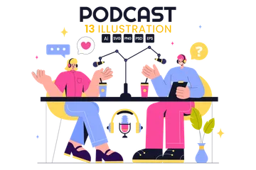 Podcast Studio Illustration Pack