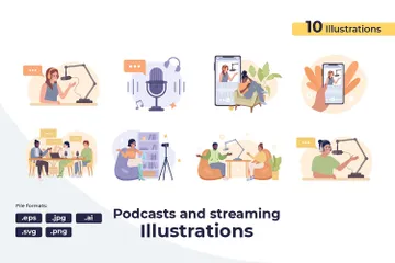 Podcast und Live-Streaming Illustrationspack