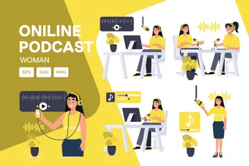 Podcast Woman Illustration Pack