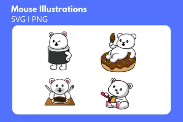 Polar Bear With Food Illustration Pack