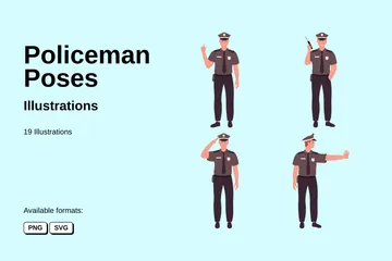 Policeman Poses Illustration Pack