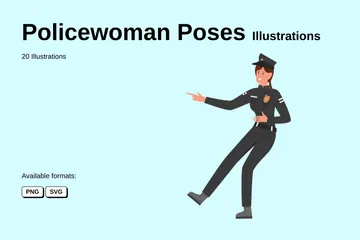 Policewoman Poses Illustration Pack