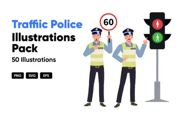 Policía de tráfico Paquete de Ilustraciones