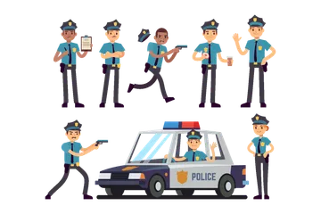 Policial e policial Illustration Pack