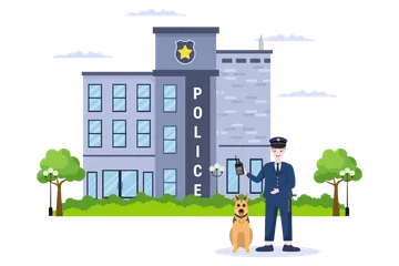 Polizeistationsabteilung Illustrationspack