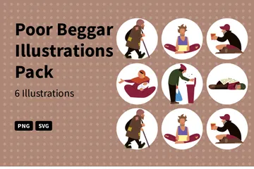 Poor Beggar Illustration Pack