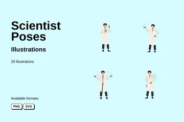 Poses de cientista Pacote de Ilustrações