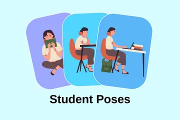 Poses de estudiantes Paquete de Ilustraciones