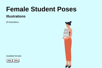 Poses de estudiante femenina Paquete de Ilustraciones