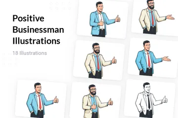 Positive Businessman Illustration Pack